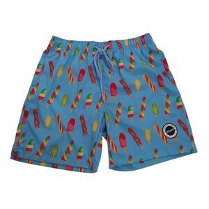 Cove M Blue Popsicle Print Elastic Waist Swim Shorts For Men, NWOT